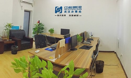 SCICOOLING Wuhan office interior with modern workspace and company logo