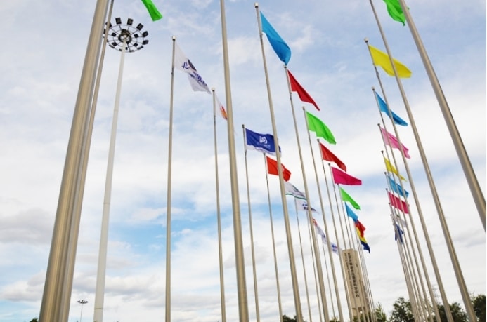 Enterprise flags flying at Huairou Science City after the star enterprise selection
