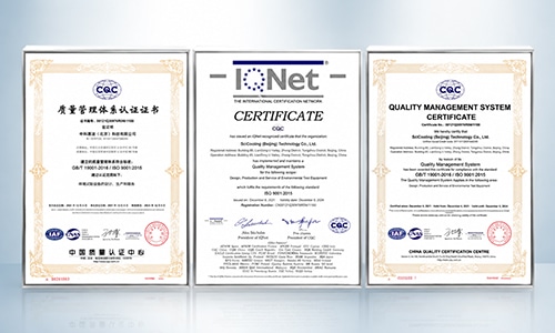 SCICOOLING ISO 9001:2015 quality management system certification certificate