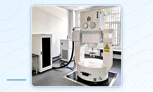 Dual-axis rotary table temperature chamber installed in a customer laboratory