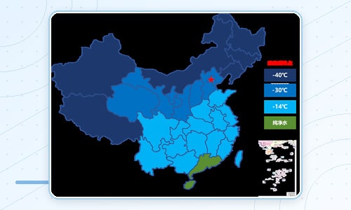 Map showing winter temperature zones across China