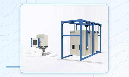 Walk-in environmental chamber integrated with an external motion test platform