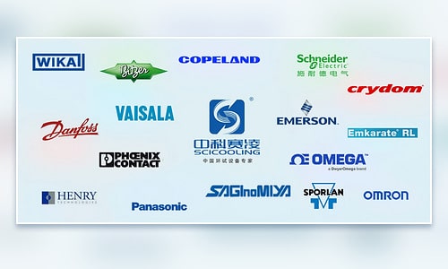 Logos of component partners used in SCICOOLING environmental test chambers