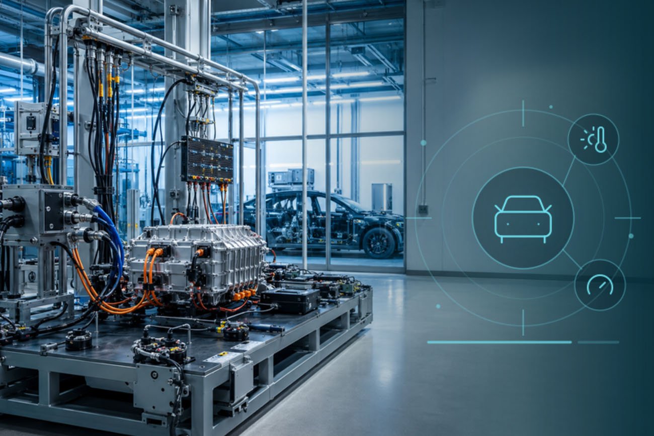 Automotive electronic control unit undergoing temperature and humidity testing in an environmental chamber