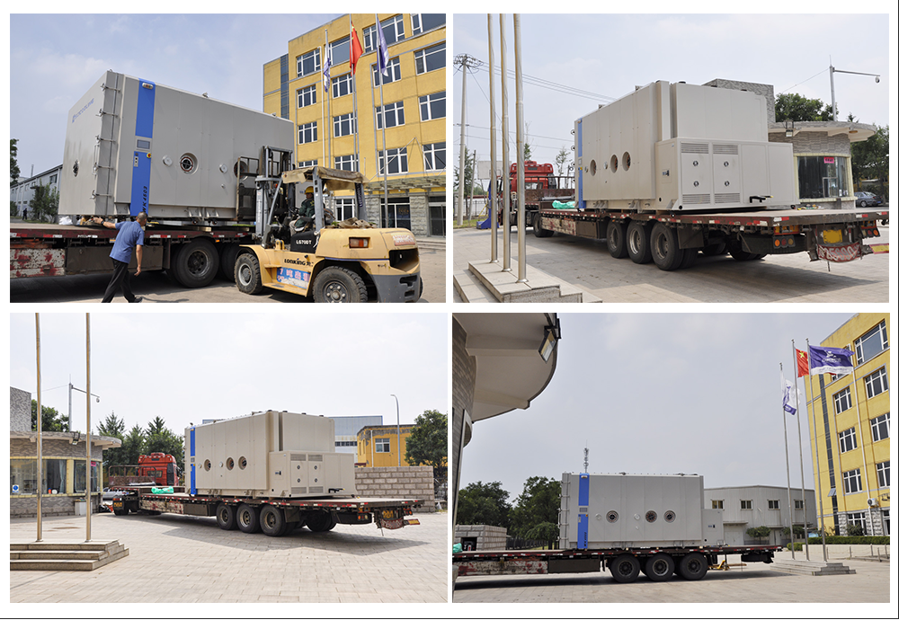 SCICOOLING walk-in liquid nitrogen cryogenic test chamber being transported for delivery
