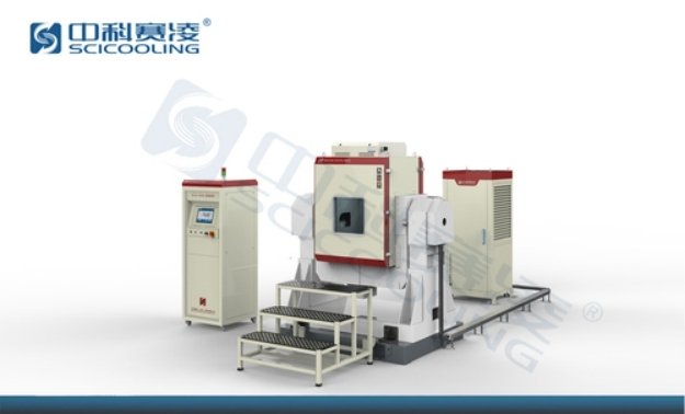 SCICOOLING turntable test chamber used for environmental simulation and testing applications.