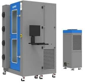 Split-type SSD test chamber with a separate refrigeration module