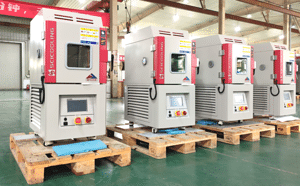 large SCI chambers with circular access ports on pallets