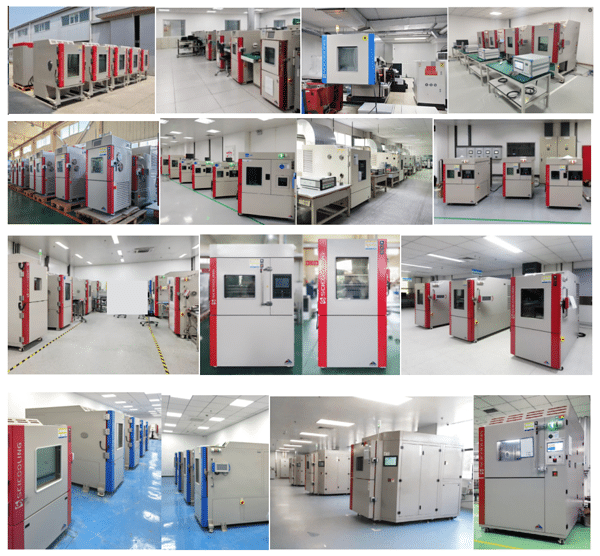 Collage of SCI environmental chambers used in semiconductor testing