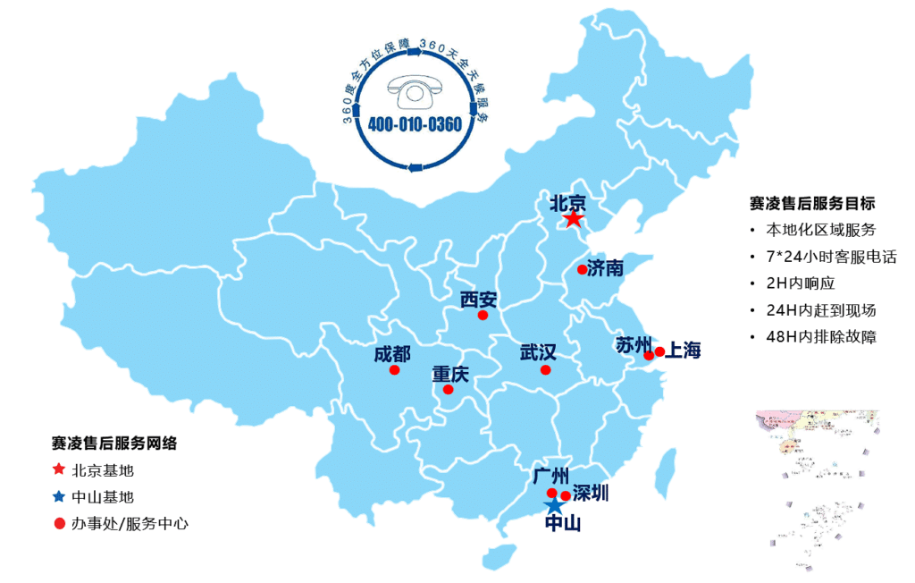 Map of SCI service centers and winter support coverage across China