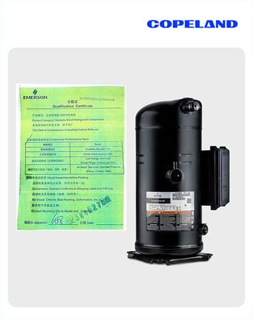 Copeland compressor and qualification certificate used in SCI test chambers