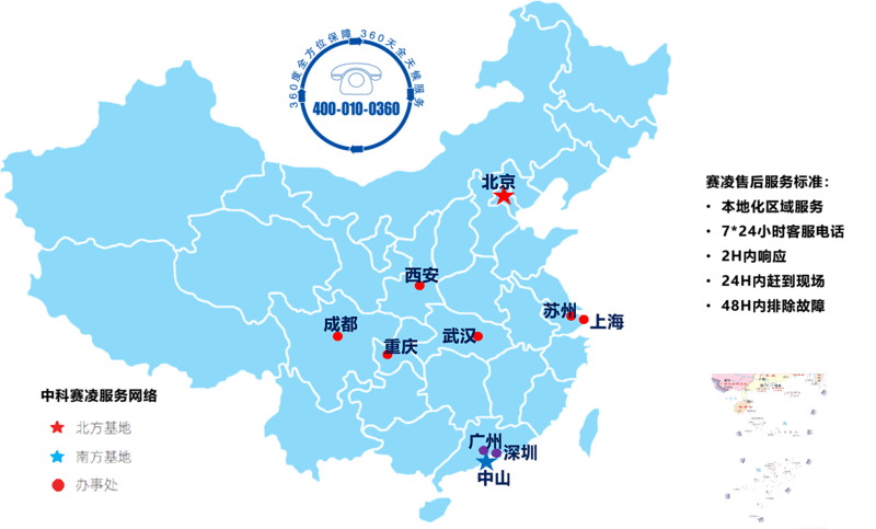 Map of SCICOOLING service locations across China