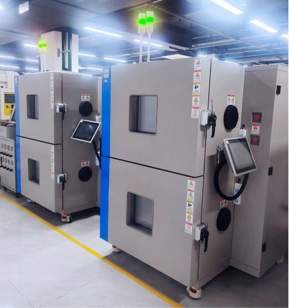 SCICOOLING environmental chambers operating in a laboratory aisle