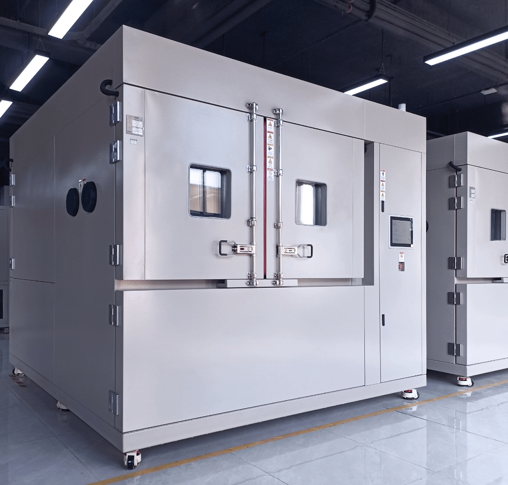 Large environmental chamber installed beside laboratory support equipment