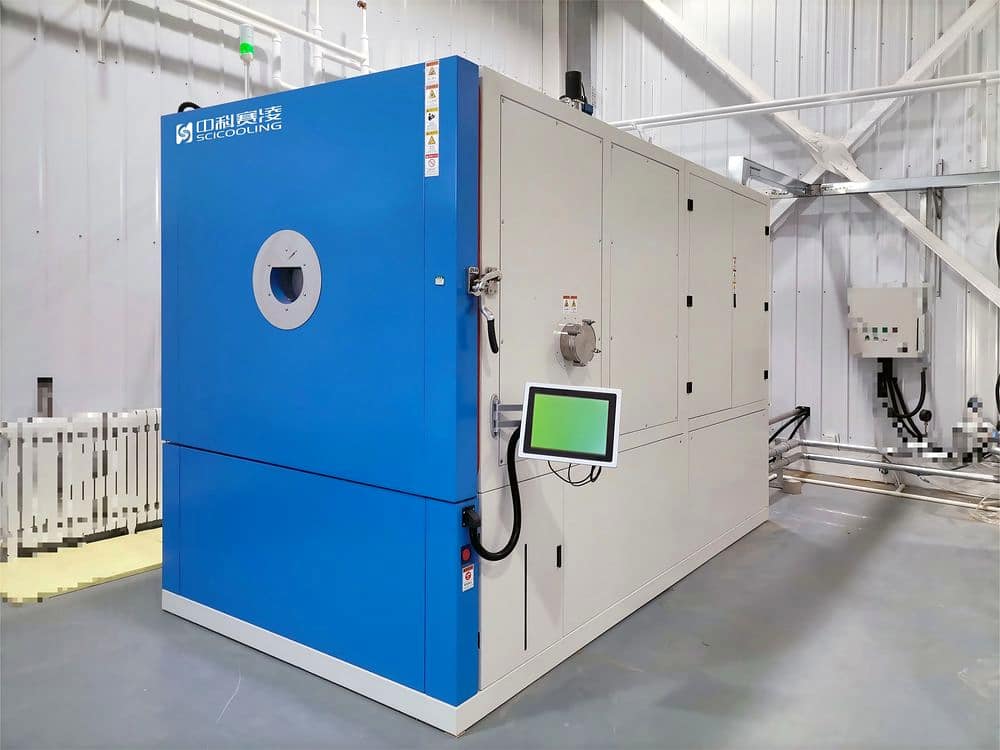 Large environmental chamber with blue control enclosure
