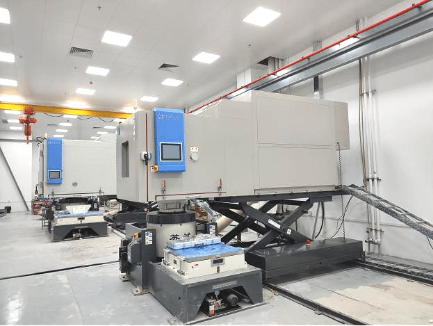 Vibration table integrated with an environmental chamber in a smart laboratory
