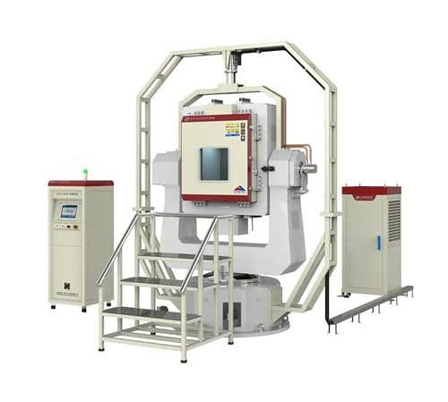 Three-axis rotary table integrated with an environmental chamber