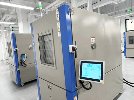 Large dual-door environmental chamber with touch controller in a battery lab