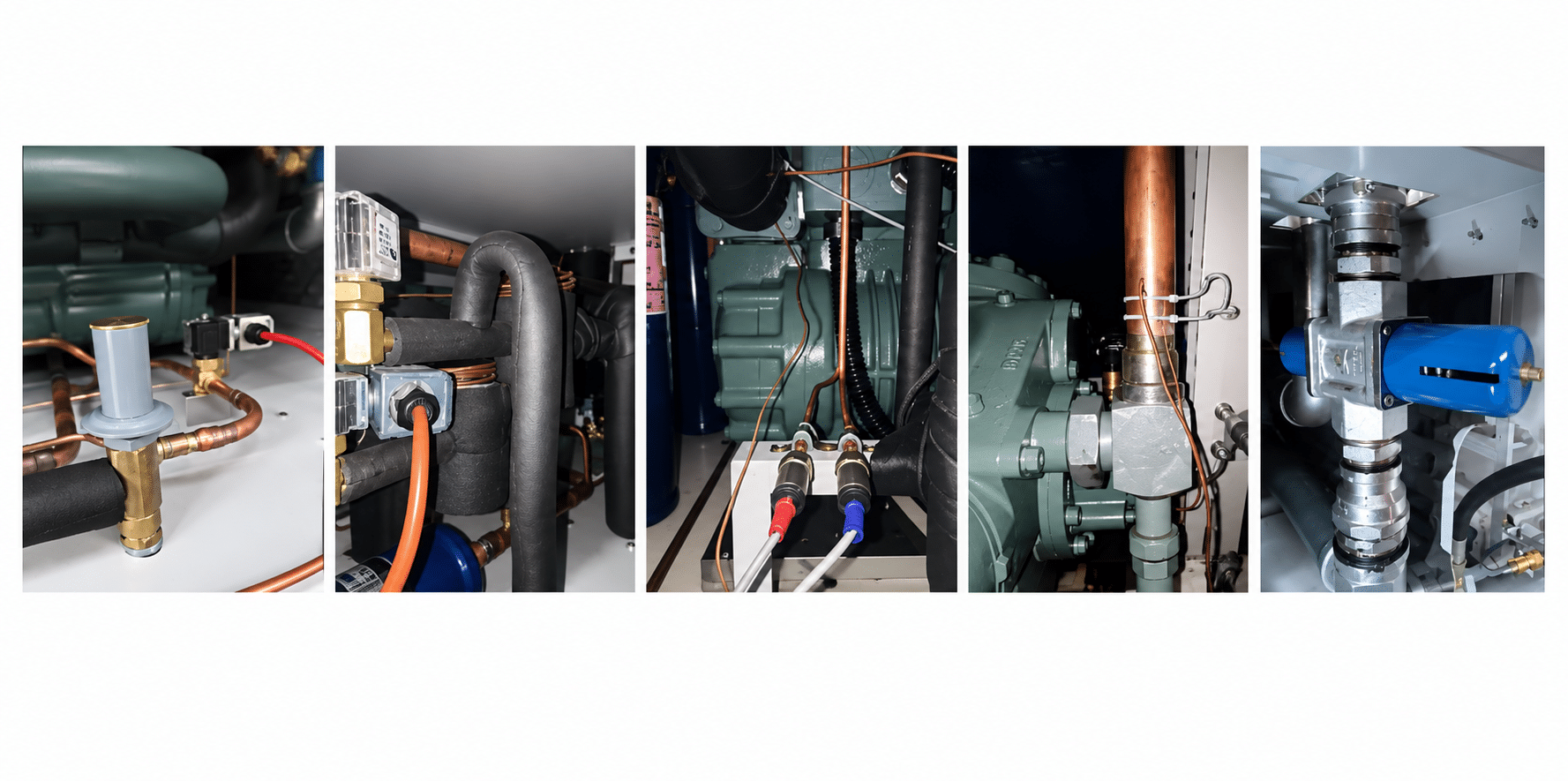 Real SCI refrigeration system showing compressor, pipework and service connections